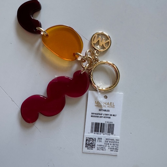 NWT Micheal Kors abstract Modern Art Keyfob Key chain / bag charm black & browns - Picture 3 of 4